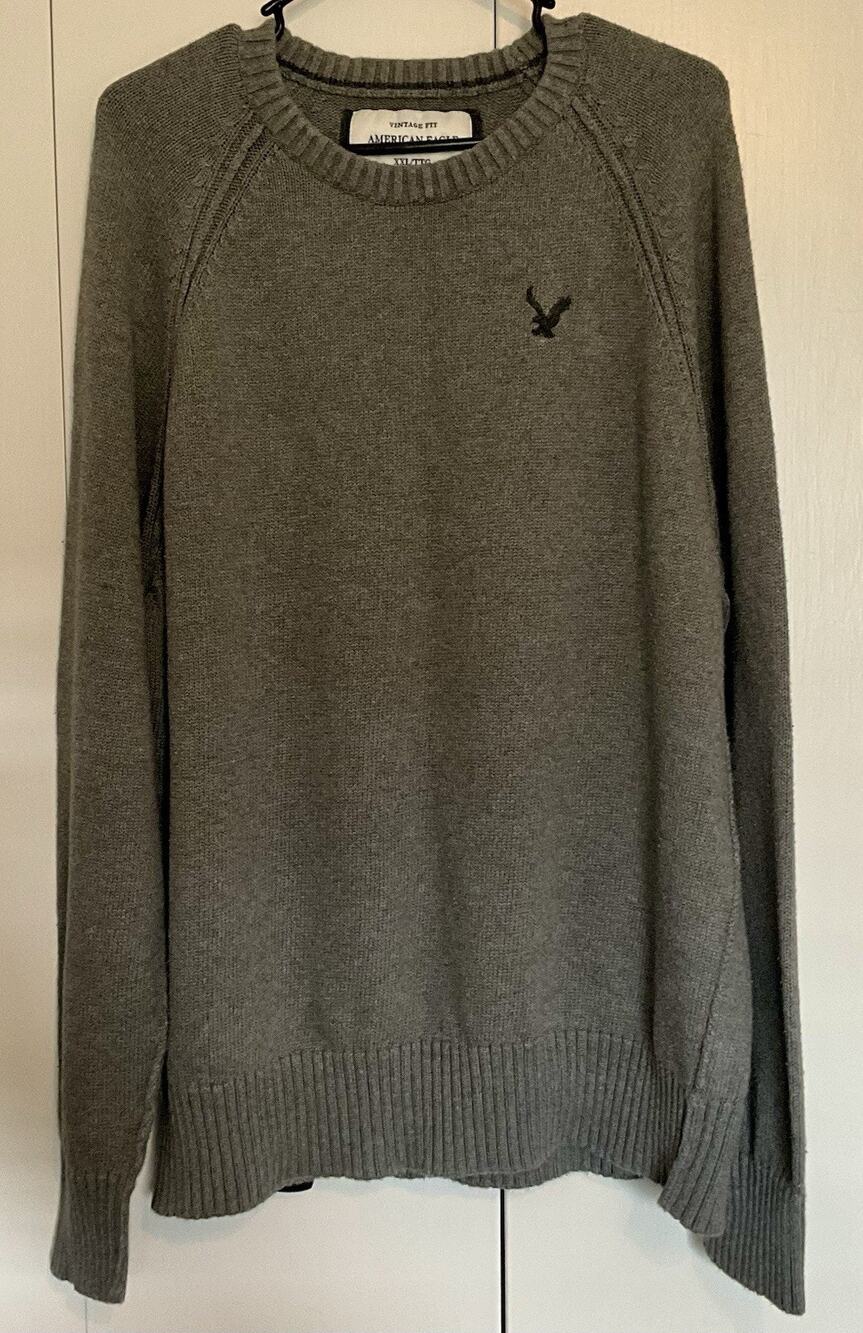 American Eagle Outfitters Vintage Fit Sweater Men’s Size XXL Gray Long Sleeve